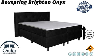 Omra - Complete boxspring - Brighton Onyx - 70x200 cm - Inclusief Topdekmatras - Hotel boxspring