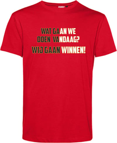 T-shirt Wij gaan winnen! | Rotterdam Supporter | Shirt Kampioen | Kampioensshirt | Rood | maat XS