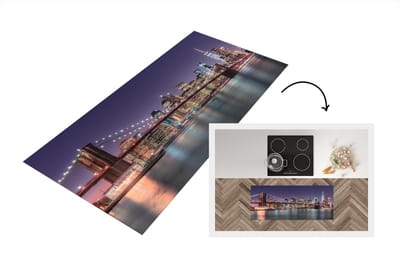 Keukenloper - Loper keuken - New York - Brooklyn Bridge - Zonsondergang - 120x50 cm - Keukenloper vinyl
