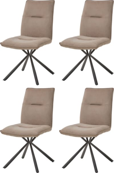 WAYS. – Stoffen eetkamerstoelen – Bruin – Modern design - Stevige metalen vierpoot – 4 stuks
