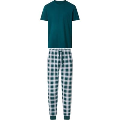 ESMARA MEN Heren pyjama (Groen/geruit, S)