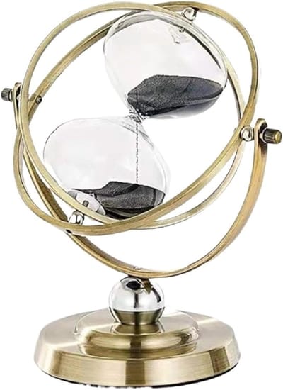 Zandloper Decoratie - DrijfZand Timer - Visuele Tijdmeting - Klassiek Design - 22 x 13 x 23.5 cm - Zwart Zand