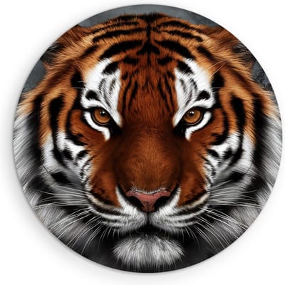 Saammp Muurcirkel Hout - Tijger Portret - Abstract - Natuur - Dieren - Ø 90 - Wandcirkel - Wanddecoratie Cirkel - muurdecoratie Woonkamer - Slaapkamer decoratie - Rond Schilderij