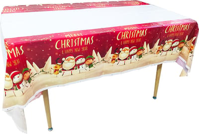 Kerst Tafelkleed Rood - Merry Christmas - Tafellaken - Kerstdiner - Christmas Diner130x220 cm kersttafelkleed wit rood - Wegwerp