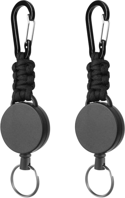 Retractable Badge Holder met Stevige Carabiner en Clips, Sleutelhanger en Kaarthouder met Stalen Oprolkoord, 2 Stuks voor Professioneel Gebruik