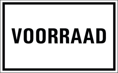 Voorraad sticker 320 x 200 mm