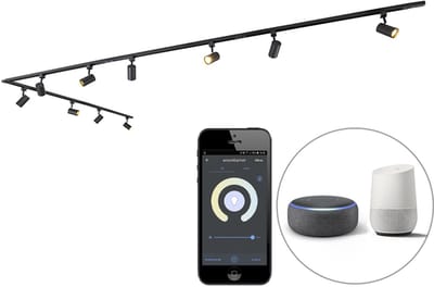 QAZQA jeana - Moderne LED Smart Spot railsysteem verlichting, railverlichting incl. wifi - 10 lichts - L 500 cm - Zwart - Woonkamer | Slaapkamer | Keuken