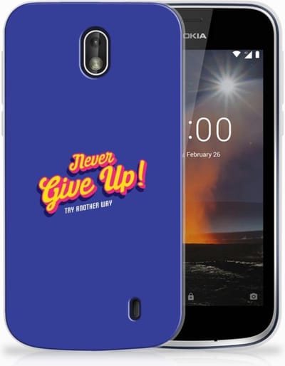 Nokia 1 Siliconen hoesje met naam Never Give Up