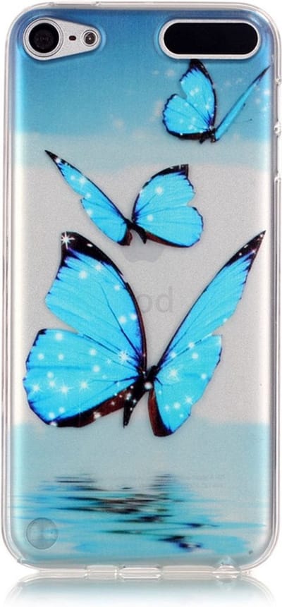 Peachy Doorzichtig beschermhoesje geschikt voor iPod Touch 5 6 7 Blauwe vlinders TPU case