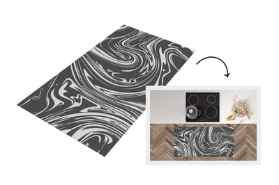 Keukenloper - Loper keuken - Marmer - Grijs - Lijn - 120x60 cm - Keukenloper vinyl