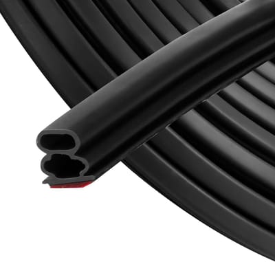 Deurafdichting, afdichtingstape, zelfklevend, 12 mm (B) x 12 mm (D)/6 m (L) deurafdichting, flexibel, waterdichte afdichtingsstrip, rubberen afdichting, afdichtband, zwart