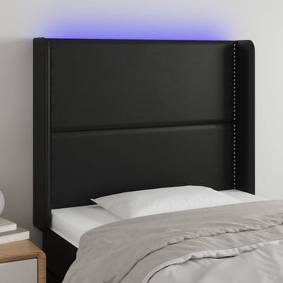 vidaXL - Hoofdbord - LED - 103x16x118/128 - cm - kunstleer - zwart