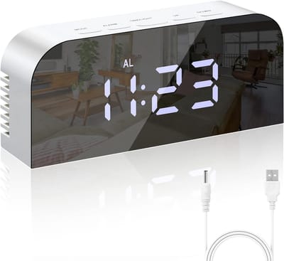 Digitale Ochtendwekker met Spiegel en USB Oplaadpoorten voor Slaapkamer | 12/24 Uur | 2 Helderheidsniveaus