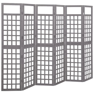 vidaXL - Kamerscherm/trellis - met - 6 - panelen - 242,5x180 - cm - vurenhout - grijs