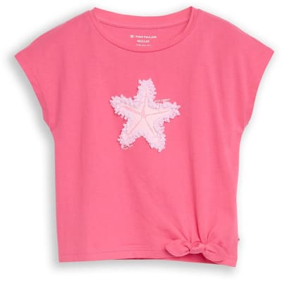 Tom Tailor - T-shirt met knoopdetail - Maat 104/110 - Flashy Pink