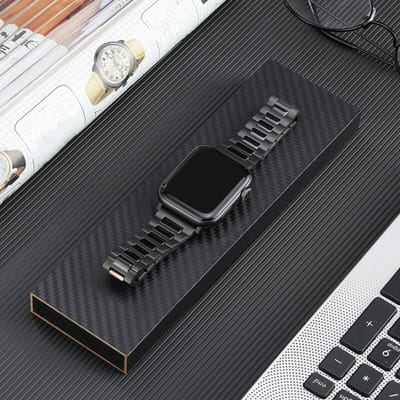 Strap-it Premium titanium band - geschikt voor Apple WatchSeries 1/2/3/4/5/6/7/8/9/10/11/SE/SE2/SE3/Ultra (2) - afmetingen 42mm / 44mm / 45mm / 49mm (zwart)