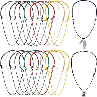 20 Stuks Leren Kettingen in 10 Kleuren, Verstelbare Dubbele Knop, 38-77cm voor Sieraden Maken, Ideaal voor Vrouwen en Creatieve Projecten