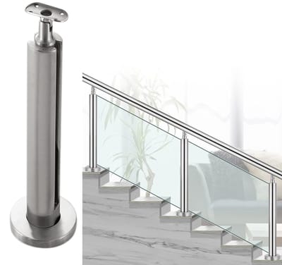 Terraspaalhouder - Bevestigingsklem - Balustrade Monteren - Voor Glas - Rond - Grijs