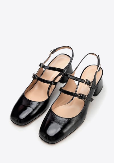 Wittchen Dames Leren Pumps met Bandjes Zwart Natuurlijk Leer