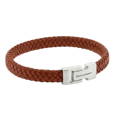 STEEL & BARNETT - Leren Armband Heren - Archie - Lichtbruin - Maat M
