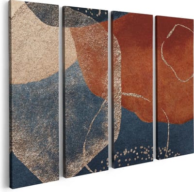 Artaza Canvas Schilderij Vierluik Abstracte Kunst van Cirkels - 80x60 cm - Wanddecoratie Woonkamer - Schilderijen - Muurdecoratie