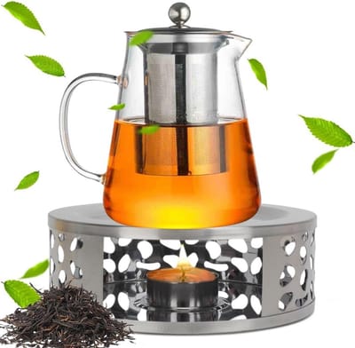 Glazen Theepot met RVS Zeef (1,3 Liter) - Theemaker, Koffiepot, Theekan voor Perfecte Thee en Kruidige Infusies