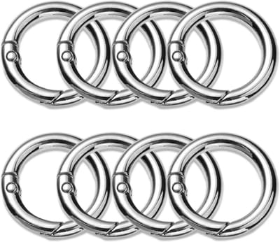 Ronde Karabijnsluiting - Veerring Clips - Sleutelhanger Bevestiging - Snelle Veer Ontgrendeling - 25 mm Diameter - Nikkel
