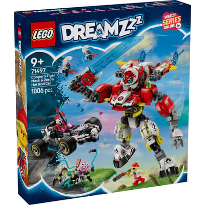 LEGO® DREAMZzz™ Cooper’s Tiger Mech & Zero’s Hot Rod Car Toy Vehicle Model for Kids 71497
