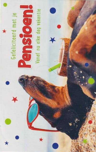 Wenskaart Gefeliciteerd met je Pensioen! Vanaf nu elke dag vakantie - Prachtige luxe dubbele kaart met envelop - Gratis verzonden - D14521
