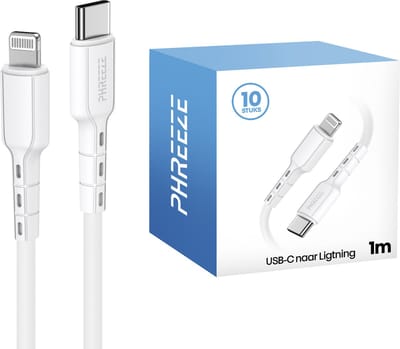 1m snellaadkabels geschikt voor iPhone 14 - Grootverpakking voor zakelijk, kantoor & grote gezinnen