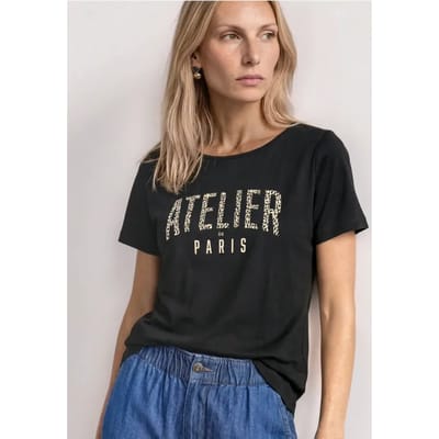 Shirt met ronde hals en opdruk op de voorkant
