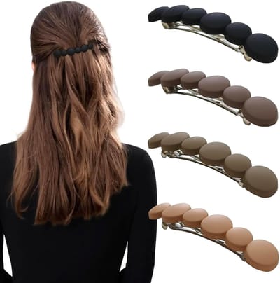 Franse haarspeldjes voor dames - Klein tot middelgroot - Antislip en breekbaar - Half opgestoken stijl - Geschikt voor fijn, kort of dun haar - 4 stuks