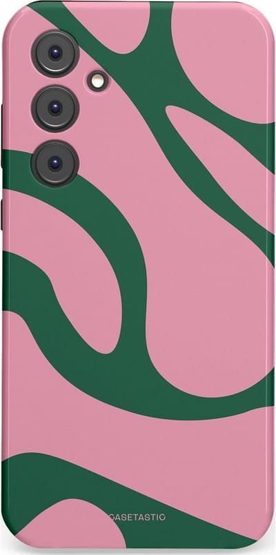 Casetastic hoesje geschikt voor Samsung Galaxy A35 - Dubbellaagse bescherming - Groen Roze Dansende Vormen - Fashion Case - Lichtroze Donkergroen