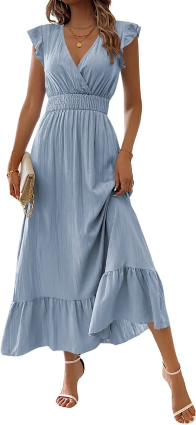 Livano Zomerjurk Dames - Zomerjurken - Volwassen - Jurk - Ibiza Stijl - Sundress - Blauw - Maat S