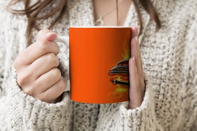 Mok - Koffiemok - Auto - Vlammen - Oranje - Vuur - Vintage - Mokken - 350 ML - Beker - Koffiemokken - Theemok