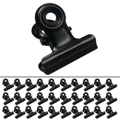 Bulldog Clips - 22 mm - 30 Stuks - Zwart Metaal - Ronde Klemmen Voor Papier Foto's Thuis Kantoor