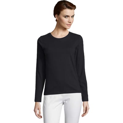 SOLS Dames/Dames Imperial T-shirt met lange mouwen (Diep zwart)