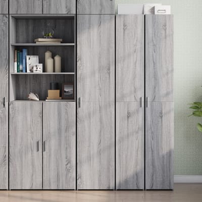vidaXL - Hoge - kast - 40x42,5x185 - cm - bewerkt - hout - grijs - sonoma - eikenkleur