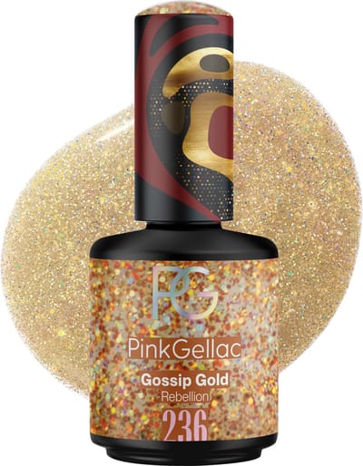 Pink Gellac Gellak - 236 Gossip Gold 15ml - Glanzende Gouden Gel Nagellak - Gellac - Gel Nagels Producten