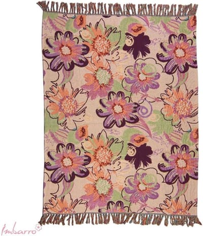 Imbarro - Plaid - Kleed - Throw - Laurel - Jaquard - 130x170cm - Bloemen - Katoen