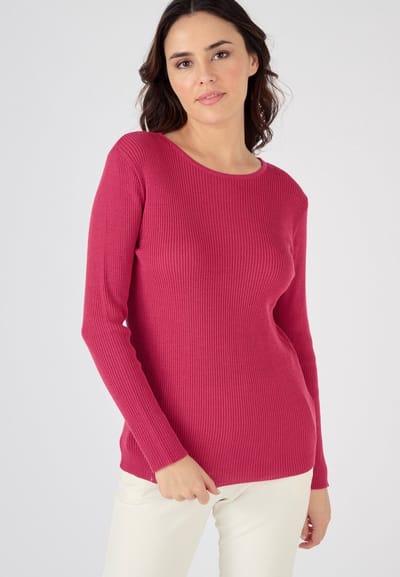 Damart - Trui met ronde hals 50% merinowol - Dames - Roze - S