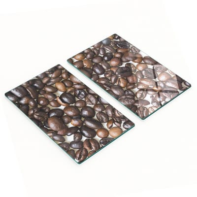 Set van twee decoratieve glazen snijplanken in de vorm van koffiebonen, 2x30x52 cm