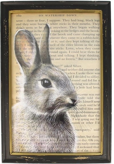 Lijstje hout zwart Haas zijkant, 34x23,5cm