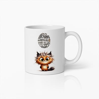 Grappige Kattenmok – 'Laat Me Alles Loslaten en Aan Je Problemen Werken' – Schattig en Humoristisch Koffiebeker Cadeau