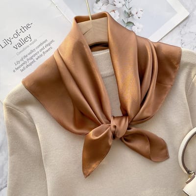 Mode Echte Zijde Sjaal Dames Sjaals Wraps Voor Dames Neckerchief Foulard Sjaals Pashmina Vrouwen Sjaal Hijab Bandana brown