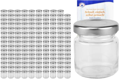 150-delige set van 53 ml potjes Naar 43 zilveren deksel incl. Diamant Gelierzauber receptenboekje