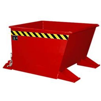 Kiepbak voor spanen SGU-RZ30, voor trolleytreinen, olie- en waterdicht, 300 l, RAL 3000 rood