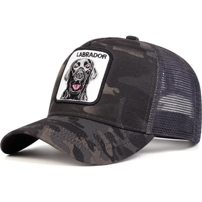 Unisex Labrador Hond Borduurwerk Baseball Net Petten Lente En Zomer Buiten Verstelbaar Casual Petten Zonbescherming Pet Sport Pet camouflage