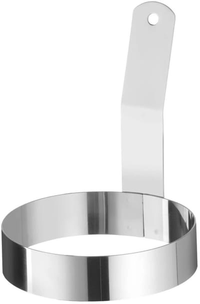 HENDI Eierring met lange handgreep - roestvast staal - 103 mm diameter, 125 mm hoog - zilver - voor perfect ronde eieren in koekenpan