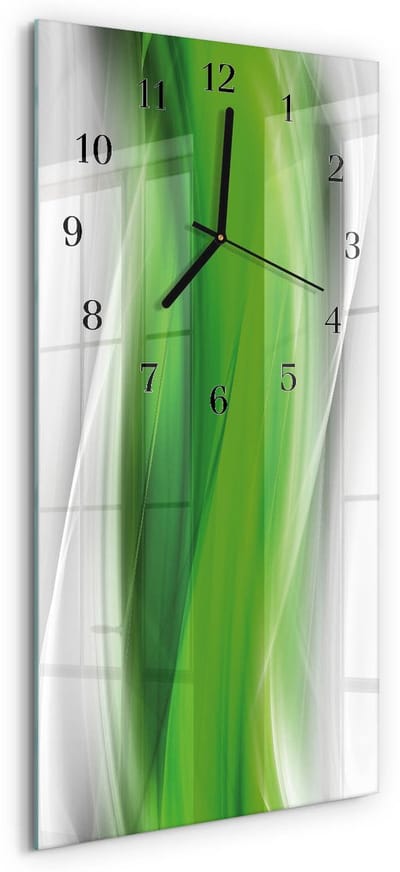 Tulup Wandklok - Abstractie Glazen Wandklok Design - 30x60 cm - Groente Klok Glas Met Opdruk - Zwarte Handen - Rechthoekige Wandklok - Wandklok Glas Decoratie - Gekleurde Glazen Klok